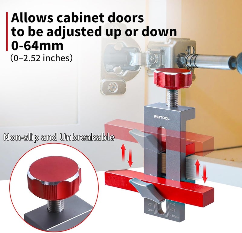 RUITOOL Cabinet Door Mounting Jig, Installation Positioner for Frameless Cabinets Only, Easily Adjustable Aluminium Alloy Versatile Cabinet Hardware Jig, Holiday Home Improvement Gifts for Him - Image 3